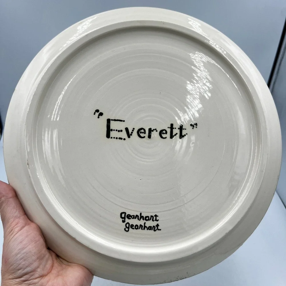Gearhart Signed Studio Art Pottery‎ Plate Everett Vintage 90s Abstract Ceramic